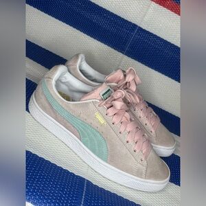 🎉✨ Puma Suede Classic XXL Lotus Pink White Lace Up Low Top Sneakers Size 5.5
